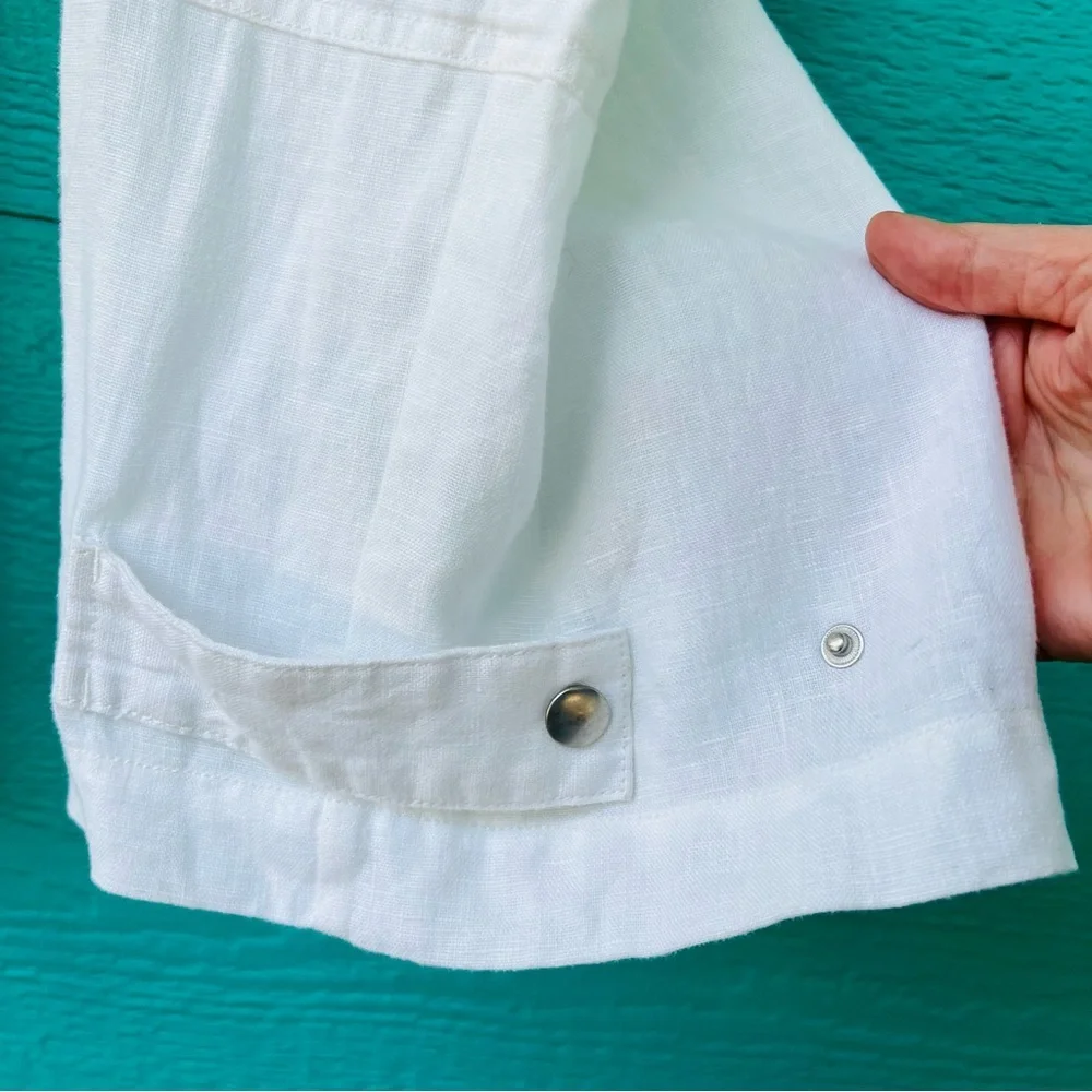 SANCTUARY LINEN WIDE LEG TIE BELT CARGO PANTS WHITE SIZE XL